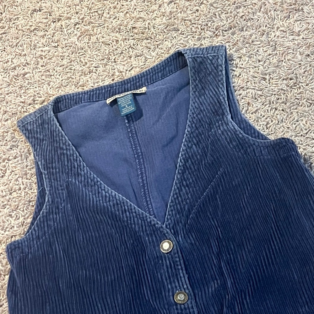 Vintage EXP Jeans by‎ Express Navy Blue Corduroy Button Front Jumper Dress Small